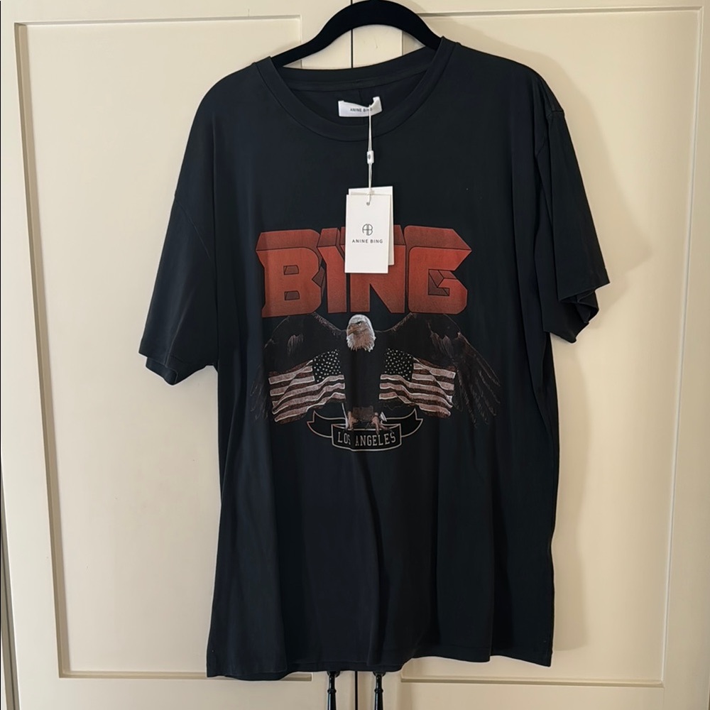 Never Worn Anine Bing Black Short Sleeve Graphic Tee (with tags)